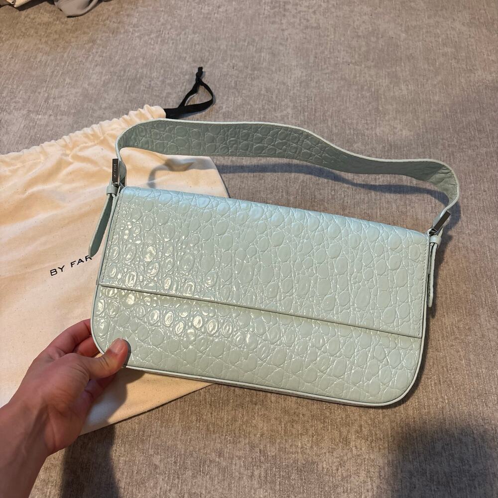 NWT $700 By Far Manu Blue Leather Bag - Picture 4 of 4